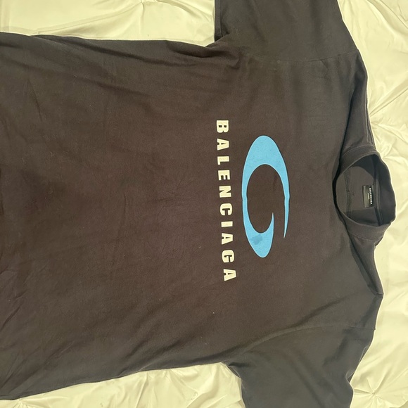 Balenciaga Black and Blue Short Sleeve Tee